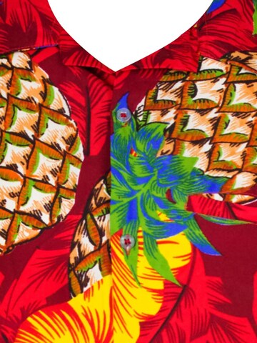 King Kameha Shirt 'Pineapple Hibiscus'‌‌‌‌‌‌‌‌‌ in Rot