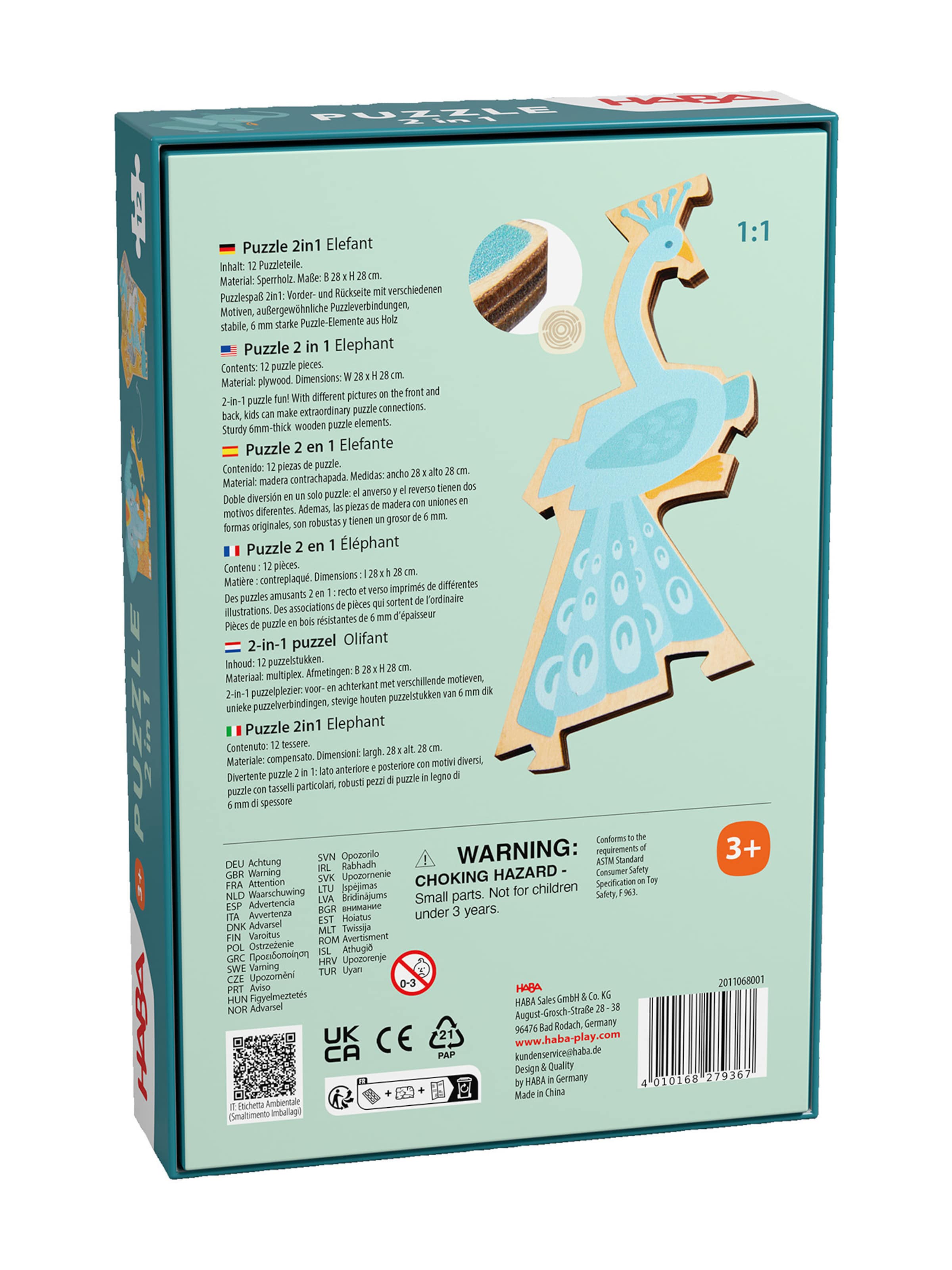 HABA Puzzle ' 2 in 1 Elefantastisch! ' in Mischfarben