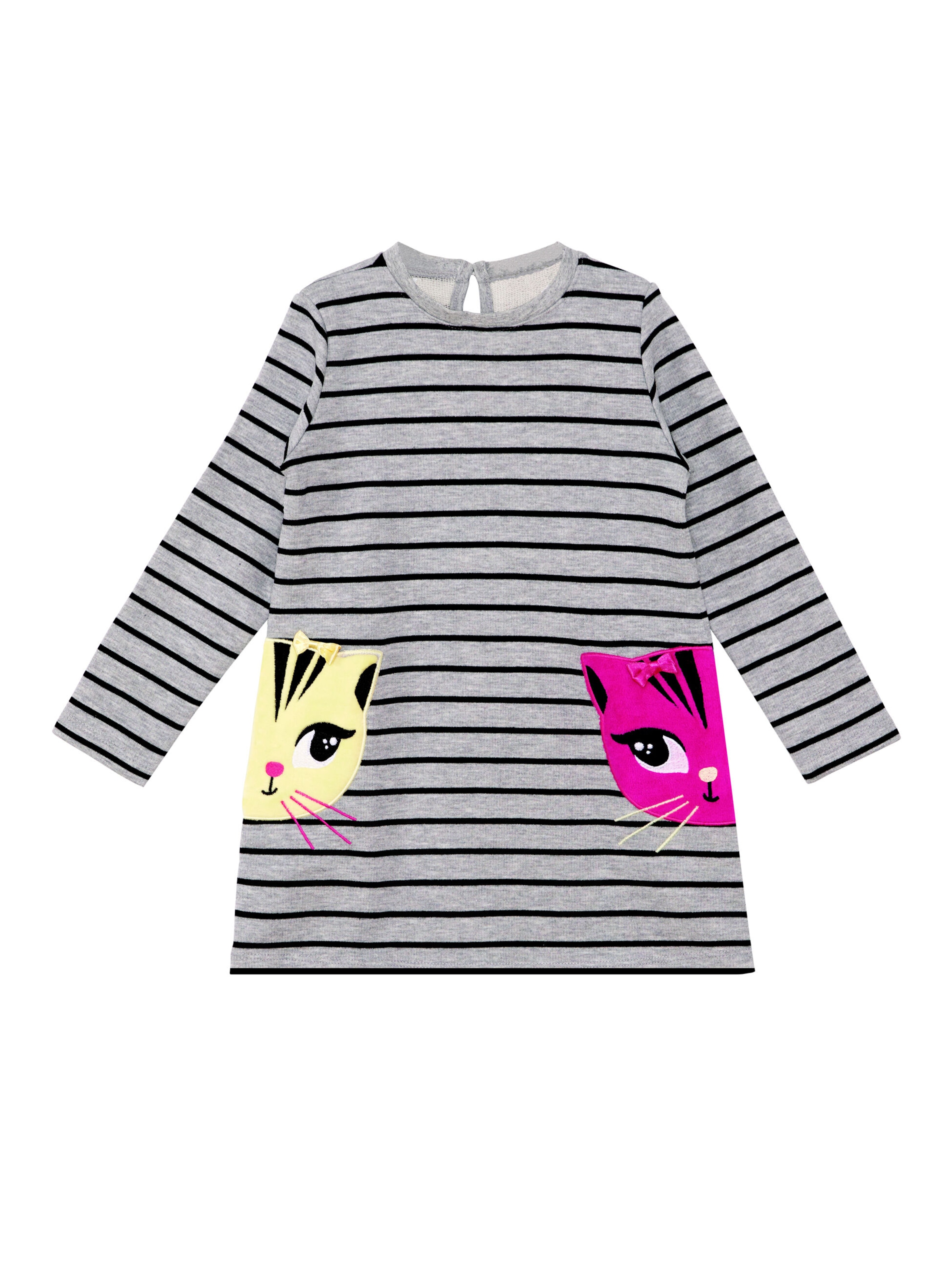 Robe 'Twin Cats' Denokids en gris : devant