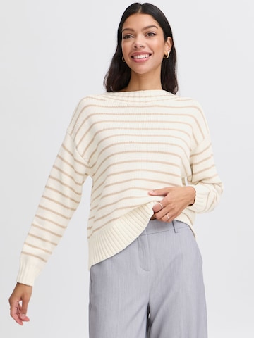 b.young Trui ' BYNAGLA STRIPED JUMPER - ' in Beige