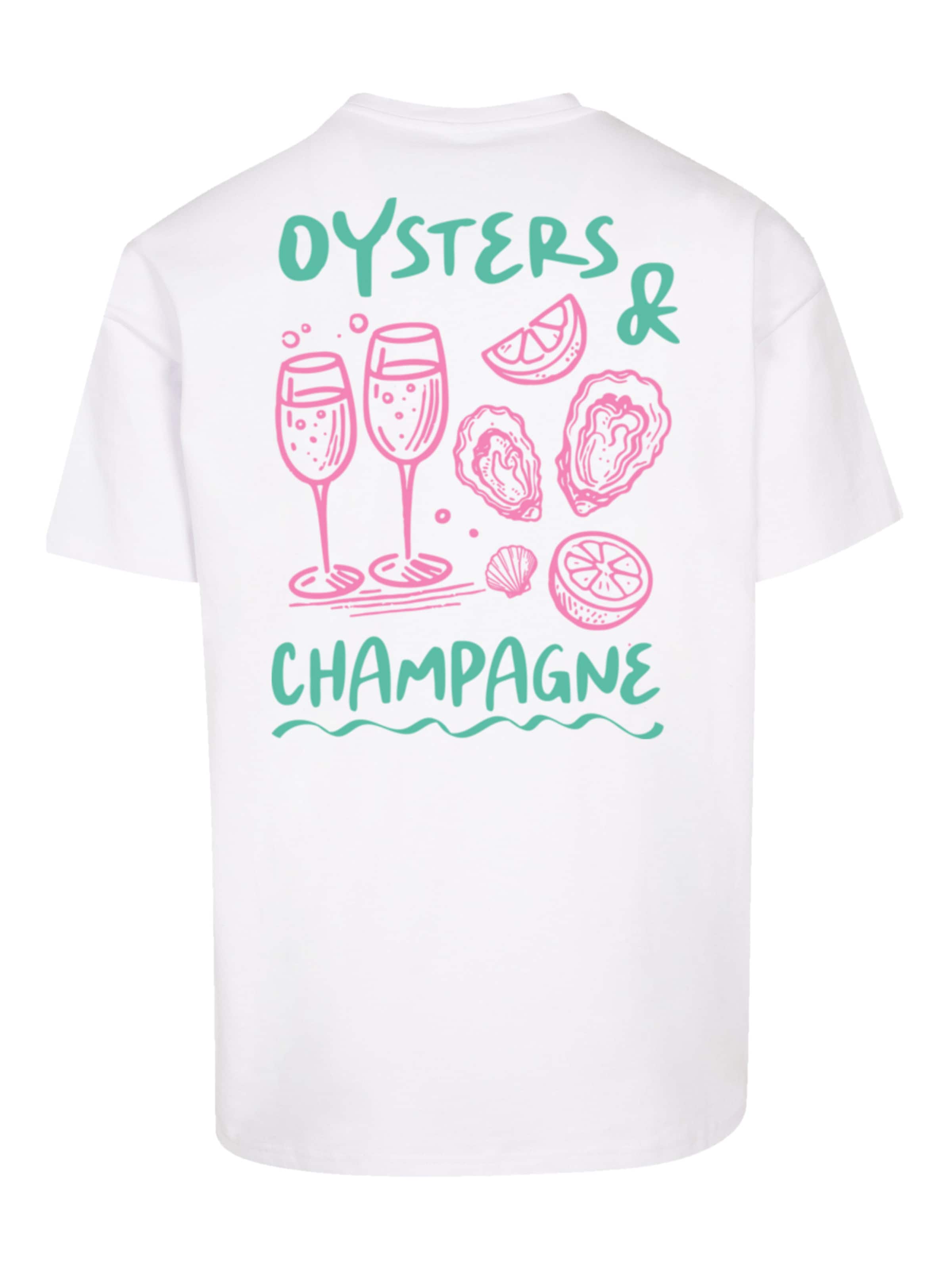 T-Shirt 'Oysters And Champagne' F4NT4STIC en blanc