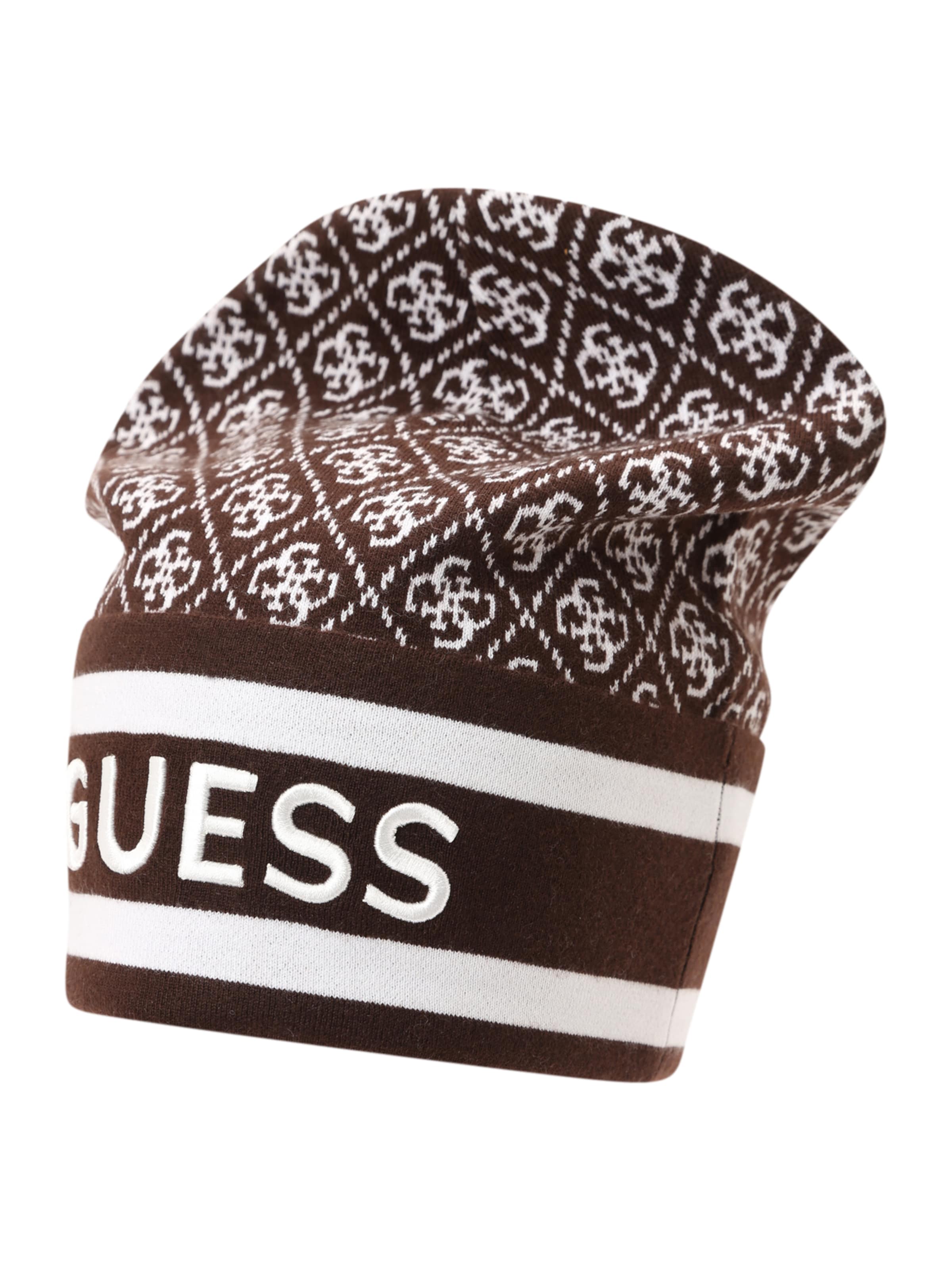 GUESS Шапка 'SEVYN 4G LOGO BEANIE SWTR' в Коричневый: спереди