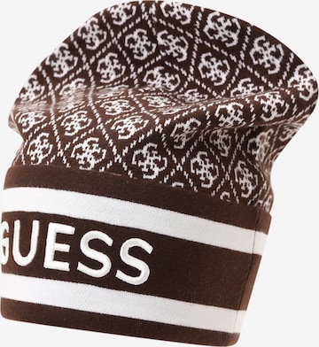 GUESS Шапка 'SEVYN 4G LOGO BEANIE SWTR' в Коричневый: спереди
