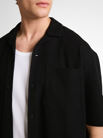 TOM TAILOR DENIM Comfort fit Button Up Shirt in Black