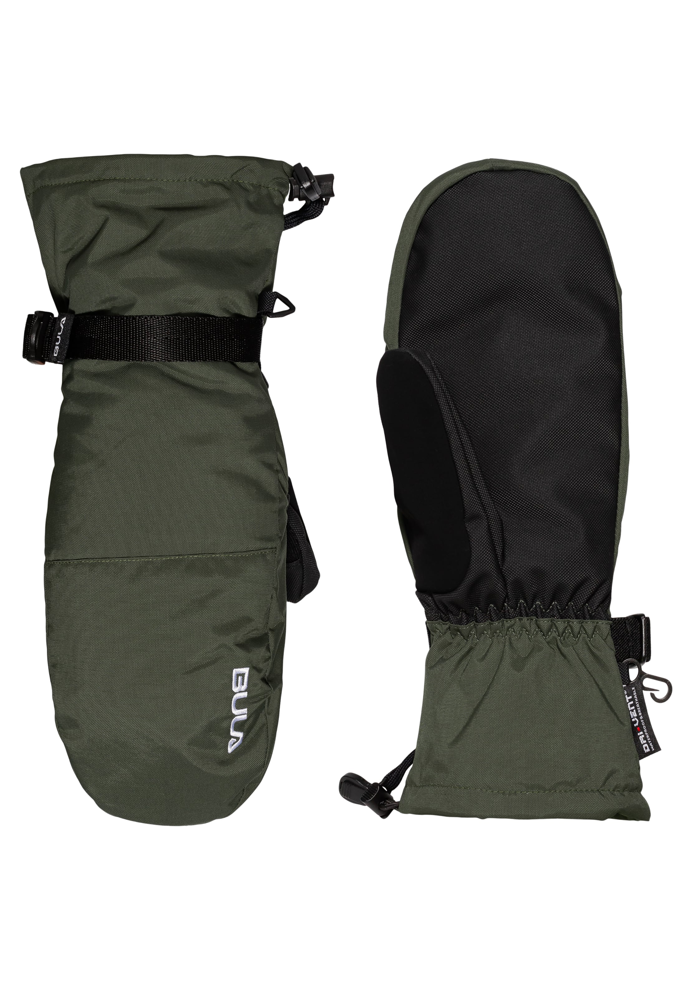 BULA Mittens in Green: front