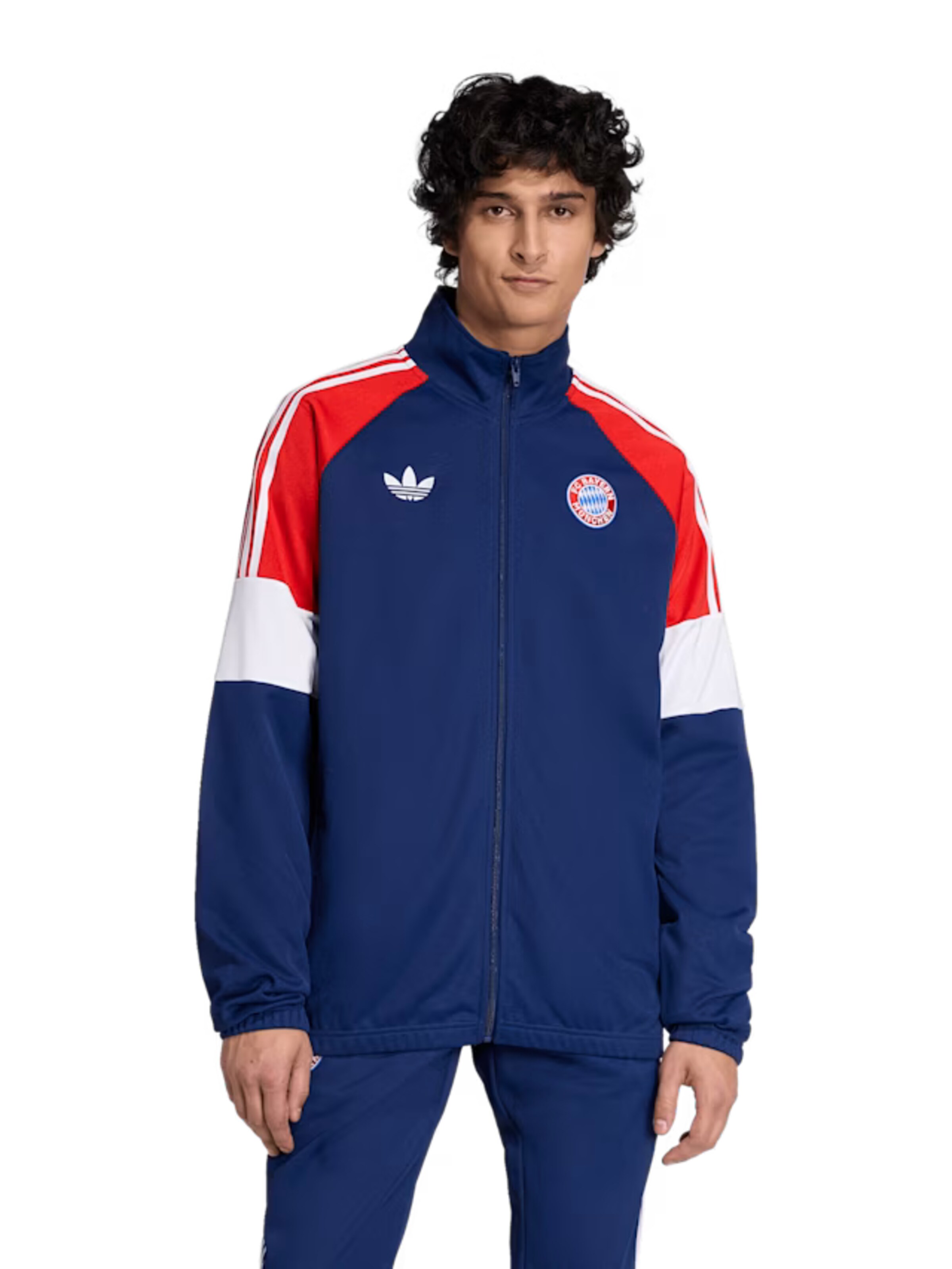 ADIDAS ORIGINALS Athletic Zip-Up Hoodie in Blue: front