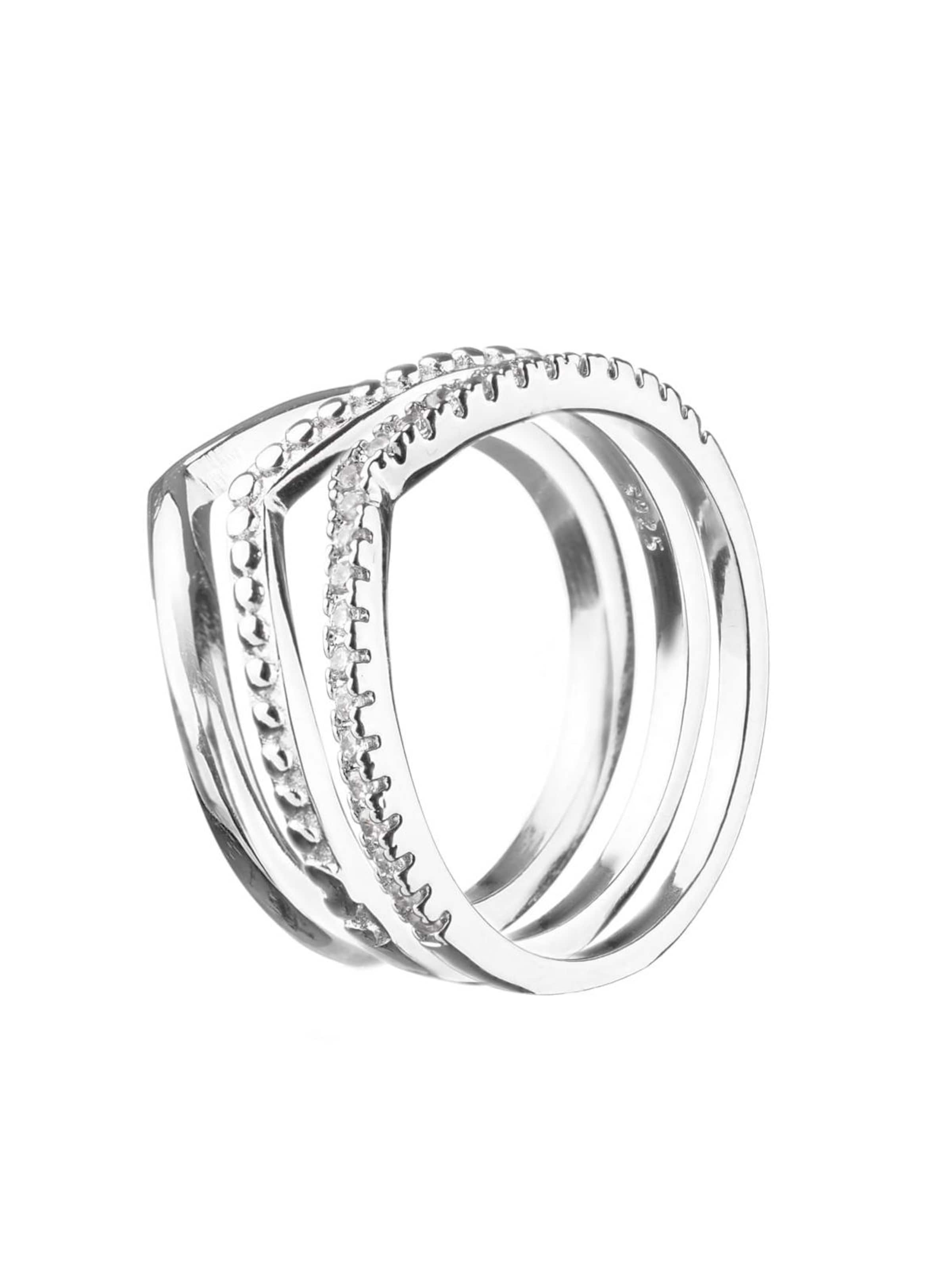 THE GEM STORIES JEWELRY - Anillo 'V Rings Triple Set' en plata: frente