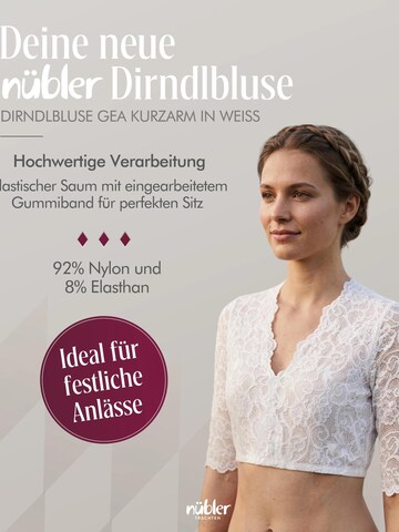 Trachtenhof Nübler Traditional Blouse 'Dirndlbluse kurzarm Gea' in White