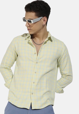 Campus Sutra Regular fit Button Up Shirt 'Theodore' in Yellow