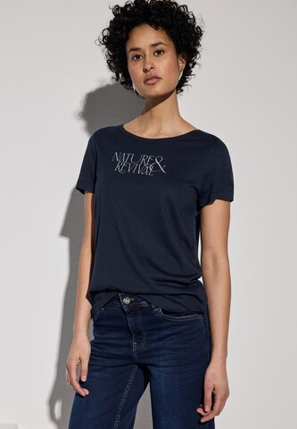 STREET ONE T-Shirt mit Wording in Blau: Vorderseite