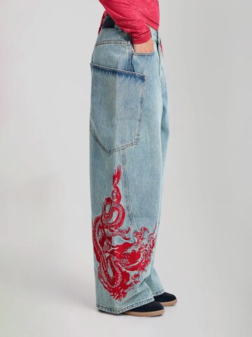 Ed Hardy Loose fit Jeans 'Dragon' in Blue