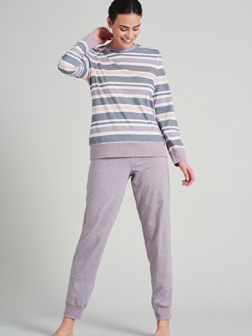 SCHIESSER Pyjama 'Sportive Stripes' in Lila