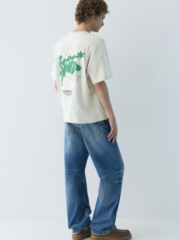 Pull&Bear Shirt 'STWD COMMUNITY' in Beige