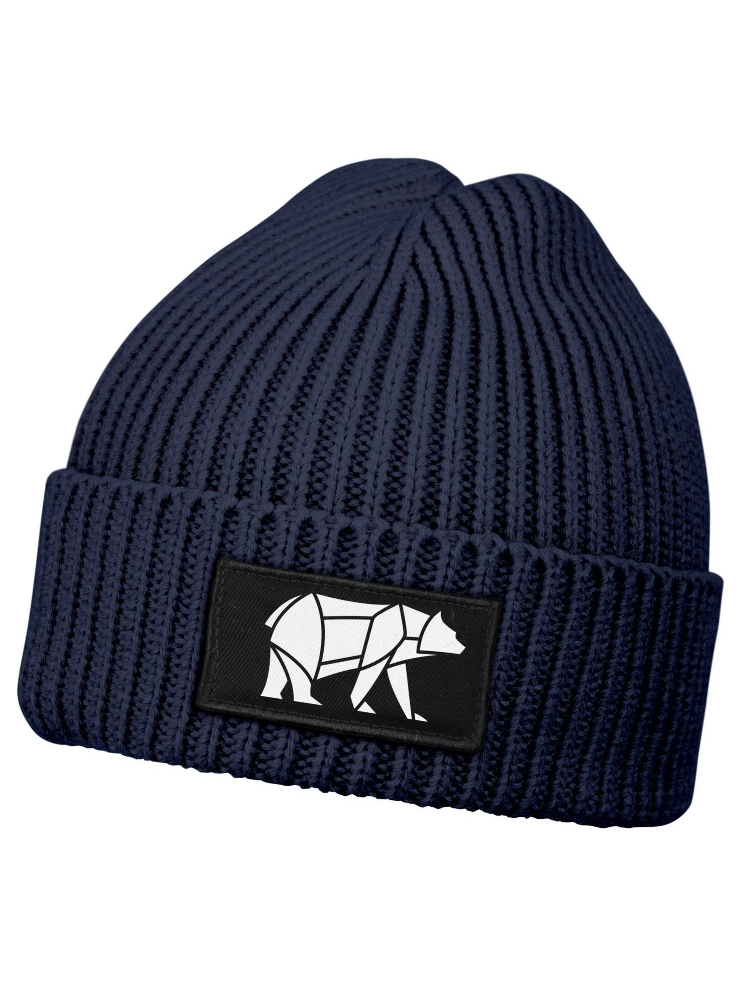 Neverless Beanie 'Bär Lineart Polygon' in Blue