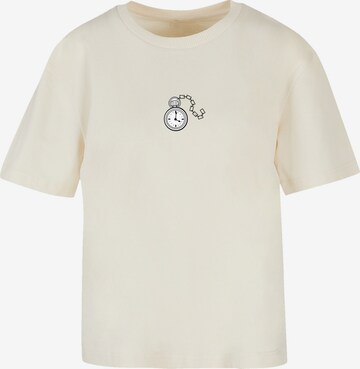 F4NT4STIC Shirt 'Alice im Wunderland Uhr Hase Heroes of Childhood' in Beige: voorkant