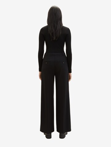 TOM TAILOR Wide Leg Hose 'Lea' in Schwarz