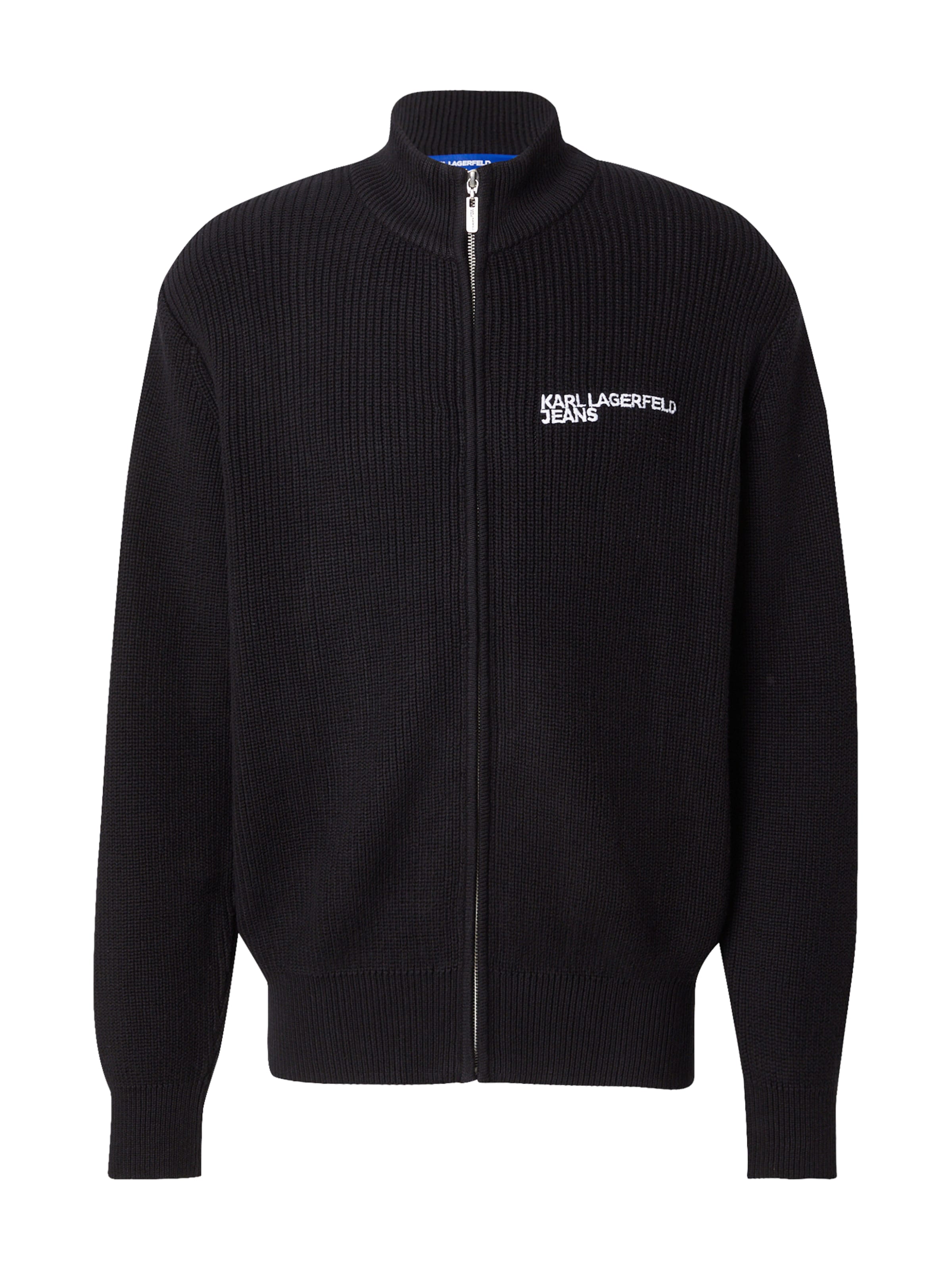 melns KARL LAGERFELD JEANS Adīta jaka: no priekšpuses