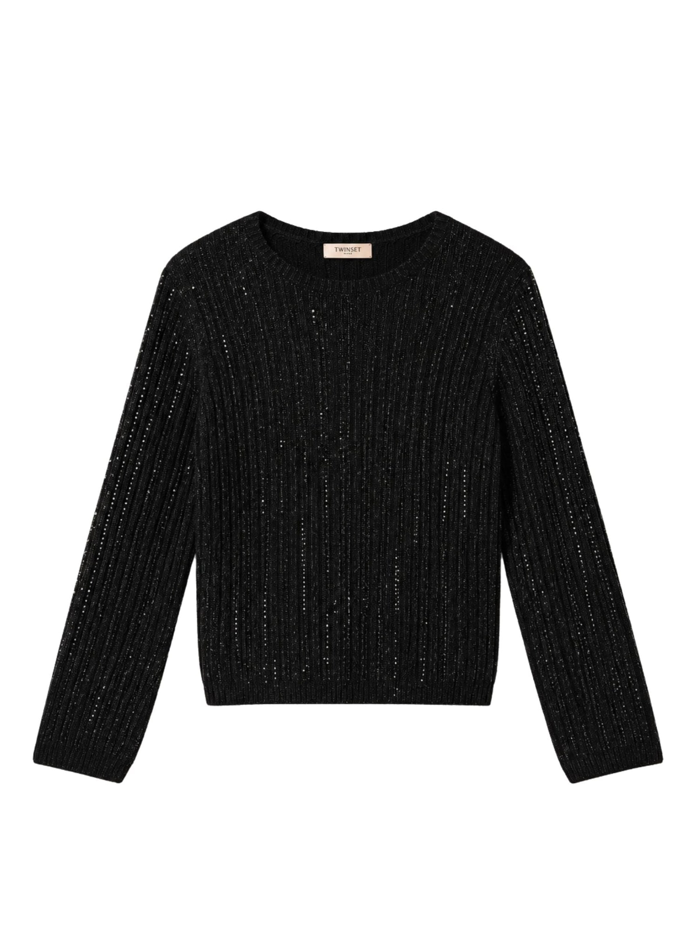 Pull-over 'Wool-blend sweater with rhinestones' Twinset en noir : devant
