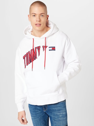 Tommy Jeans Sweatshirt & Zip-Up Hoodie in White: front