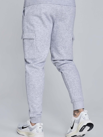 SikSilk Slim fit Workout Pants 'Essentials Cargo Joggers' in Grey