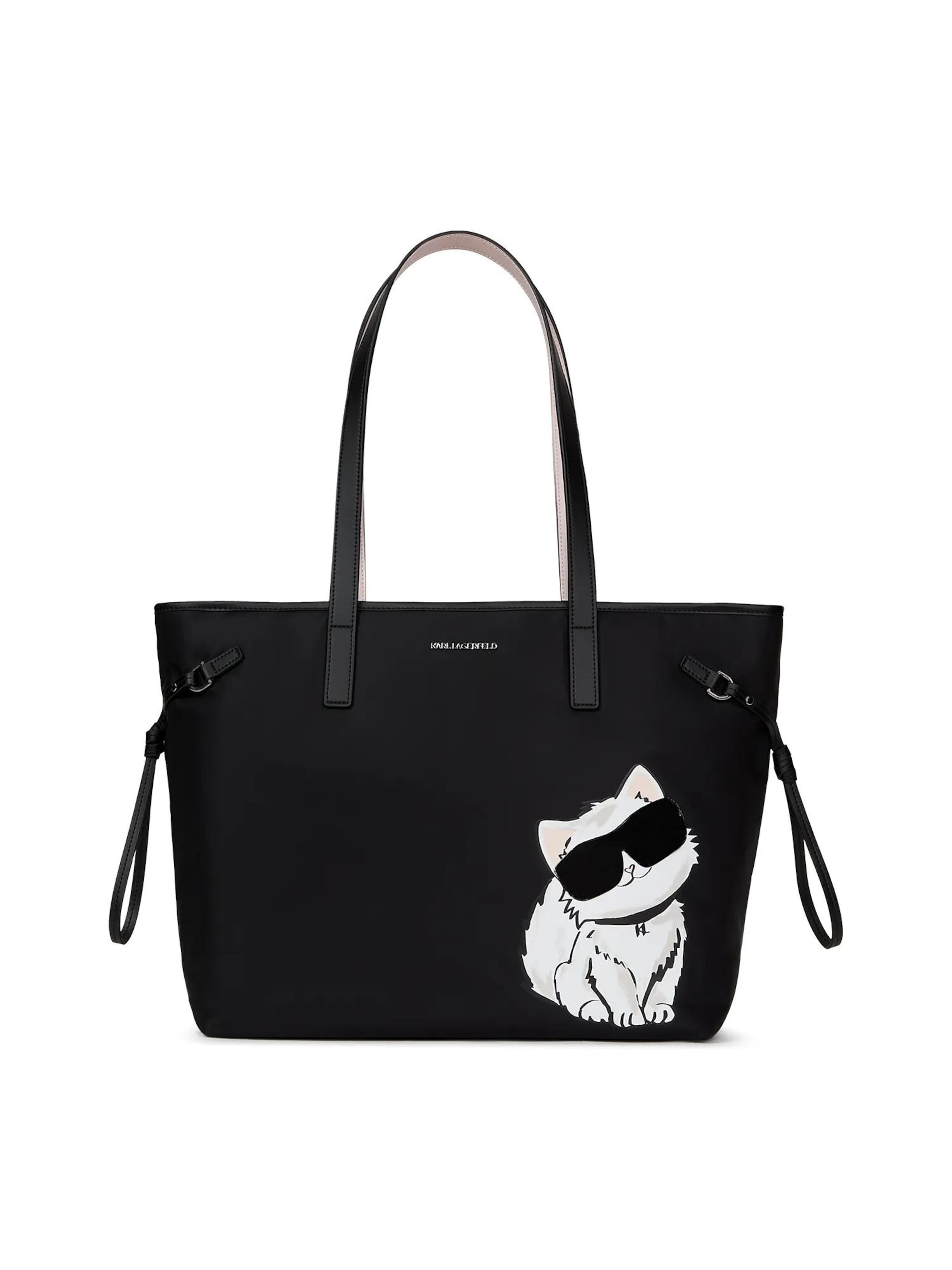 Shopper 'Ikon Choupette' di Karl Lagerfeld in nero: frontale