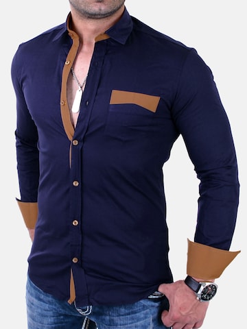 Reslad Slim fit Button Up Shirt 'Hemd Two-Tone' in Blue