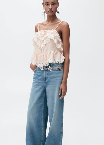 MANGO Wide Leg Jeans 'Aba' in Blau