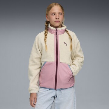 PUMA Functionele fleece jas in Wit: voorkant