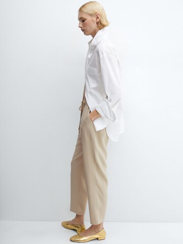 MANGO Loose fit Pants 'FLUIDO' in Beige