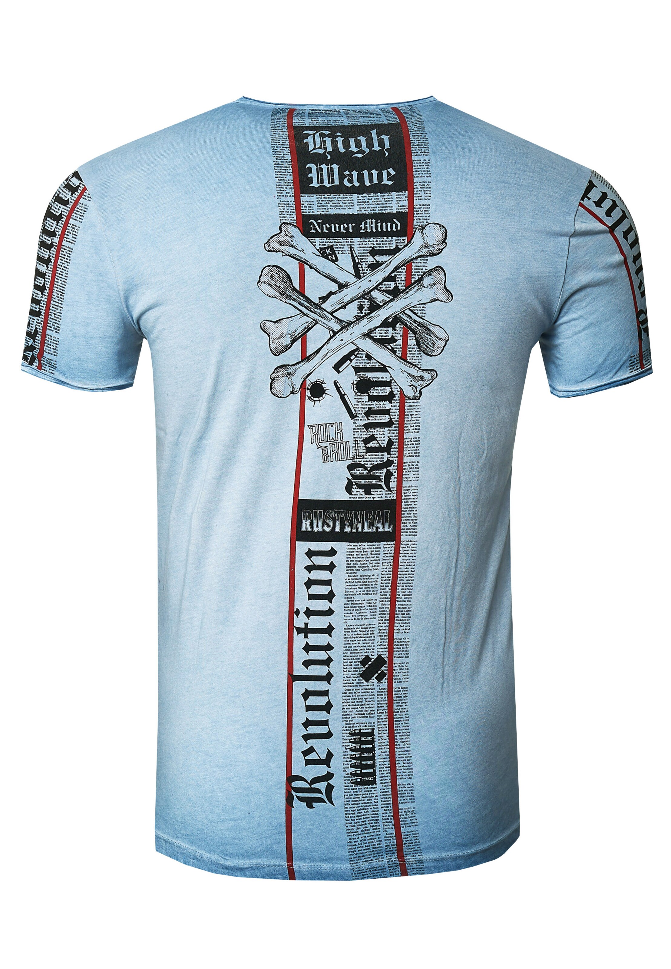 Rusty Neal T-Shirt im verwaschenen Look in Blau