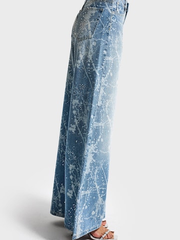 IT'S BASIC Wide leg Jeans 'RHINESTONE PALAZZO MID RISE JEANS' in Blue