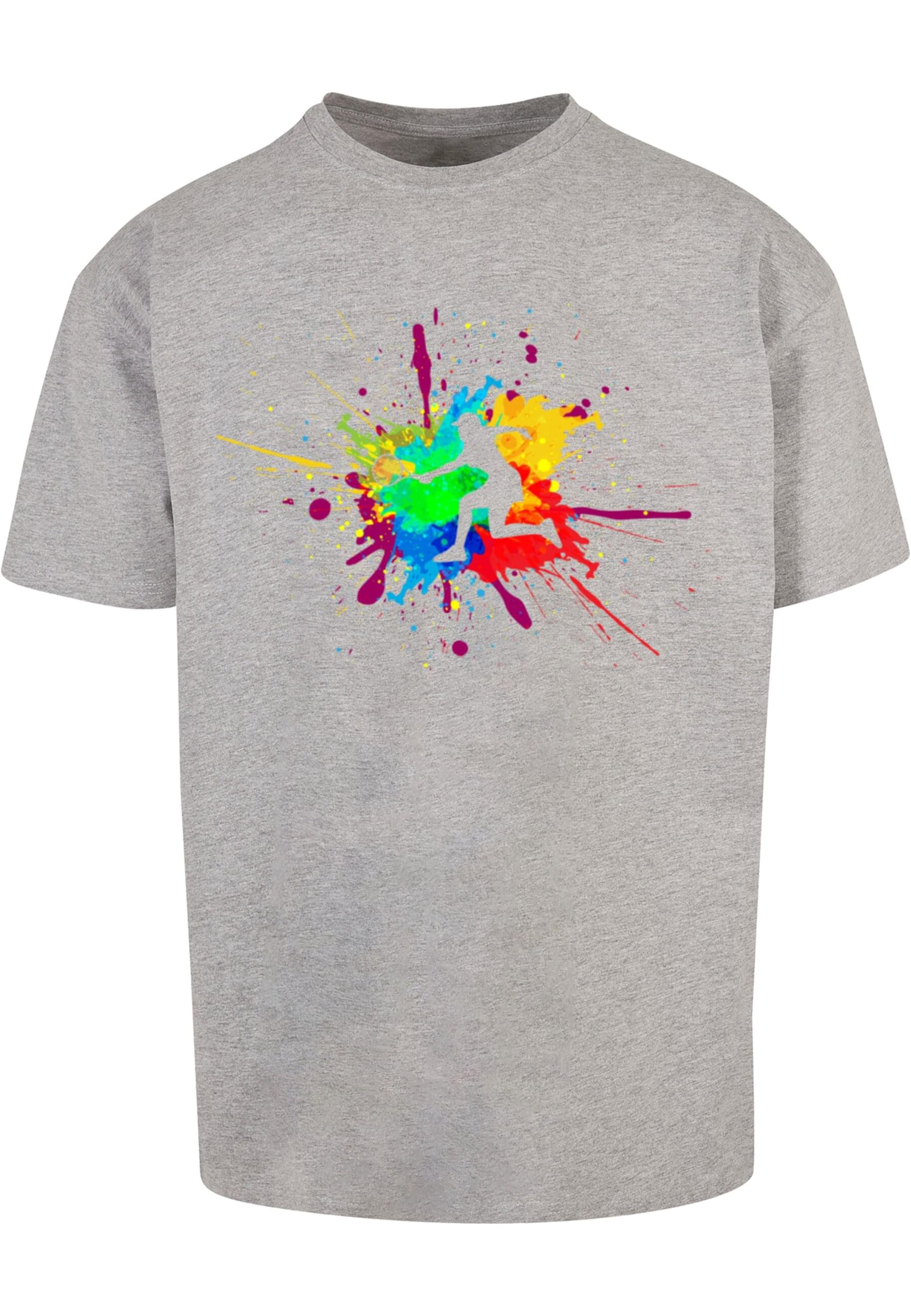 Merchcode T-Shirt 'Color Splash Player' in Grau: Vorderseite