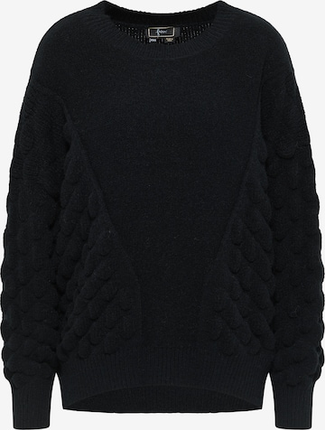 Pullover extra large di faina in nero: frontale