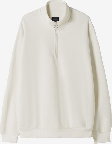 Sweat-shirt Bershka en blanc : devant