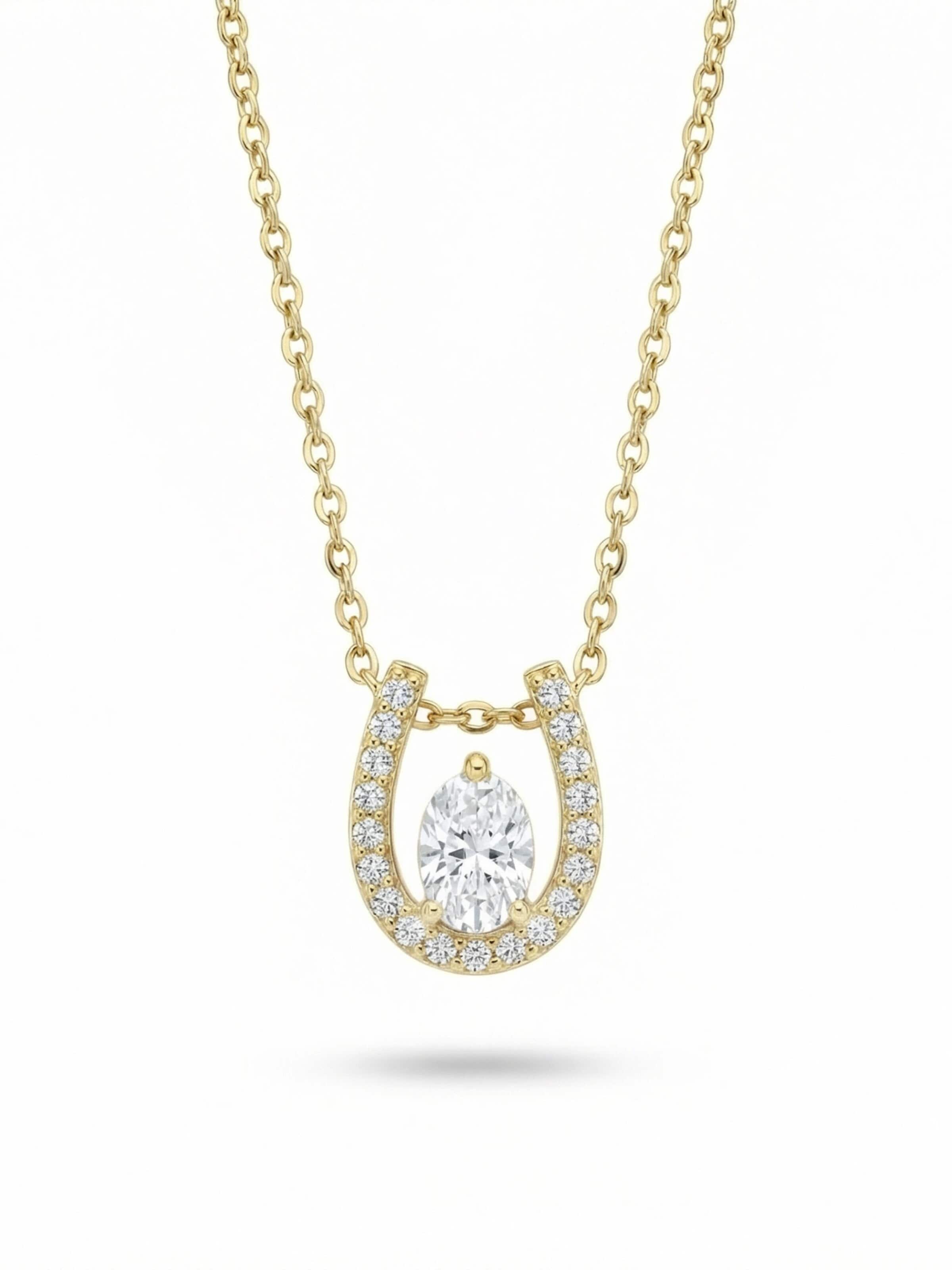 The Jewel Heart Necklace 'Wishbone' in Gold: front