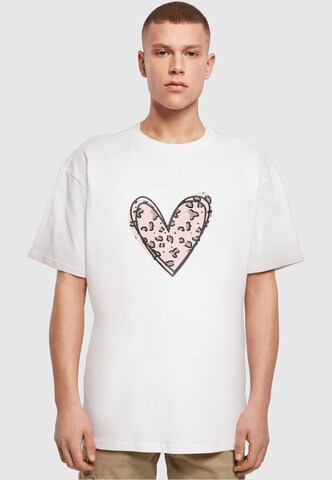 Merchcode T-Shirt 'Valentines Day - Leopard Heart' in Weiß: Vorderseite