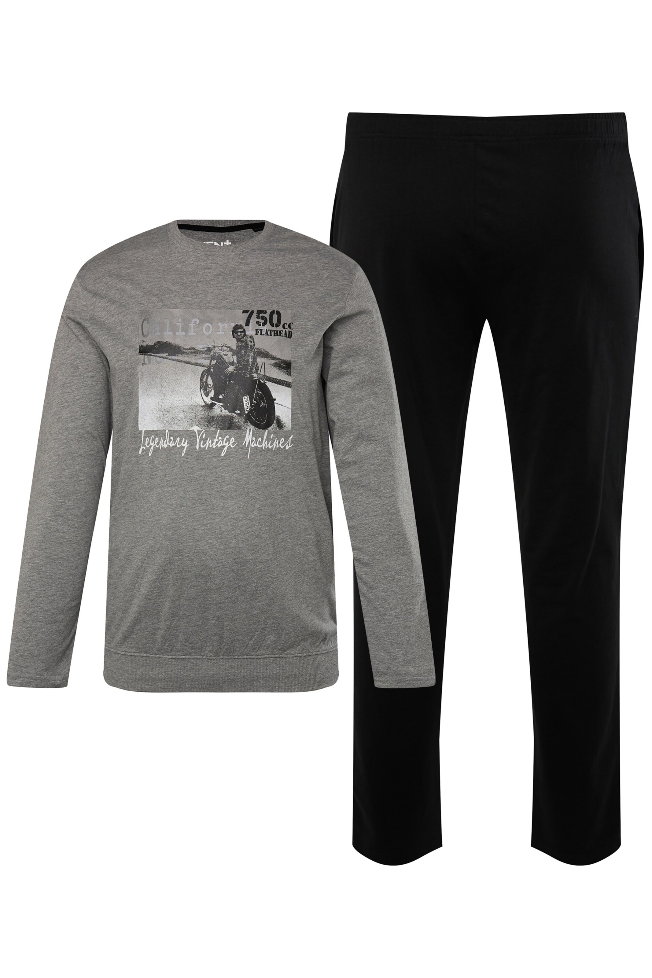 Men Plus Pajamas long in Grey: front