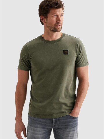 PME Legend Koszulka 'T-shirt with a garment-dye wash and badge' w kolorze zielony: przód