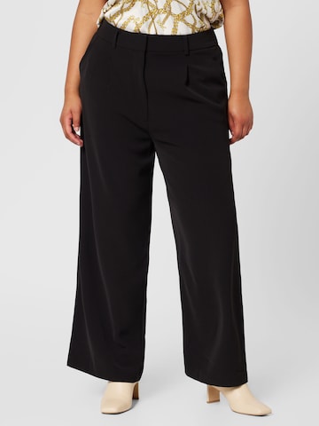 Forever New Curve Wide leg Pleat-Front Pants 'Primrose' in Black: front