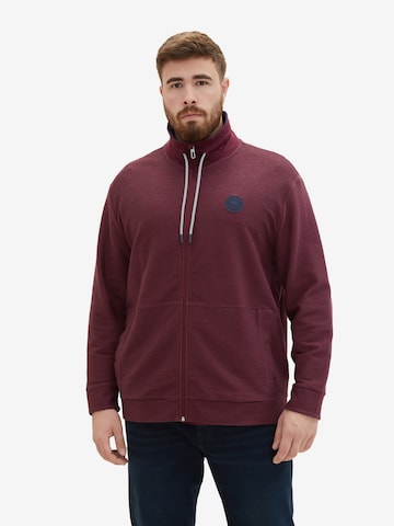 TOM TAILOR Men + Zip-Up Hoodie in Red: front