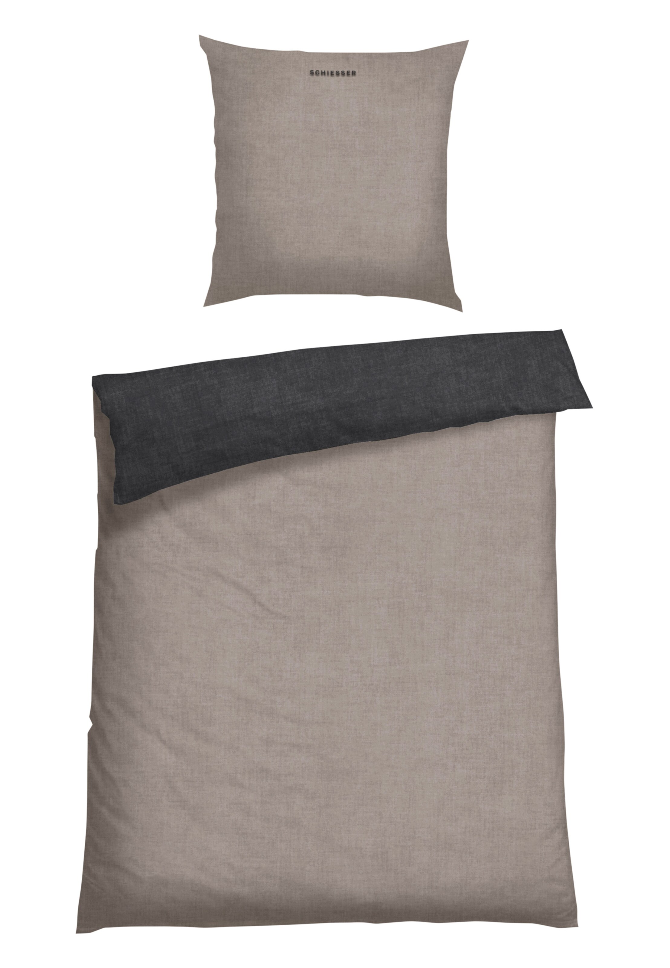 SCHIESSER Dekbedovertrek 'Doubleface Feinbiber' in Grijs