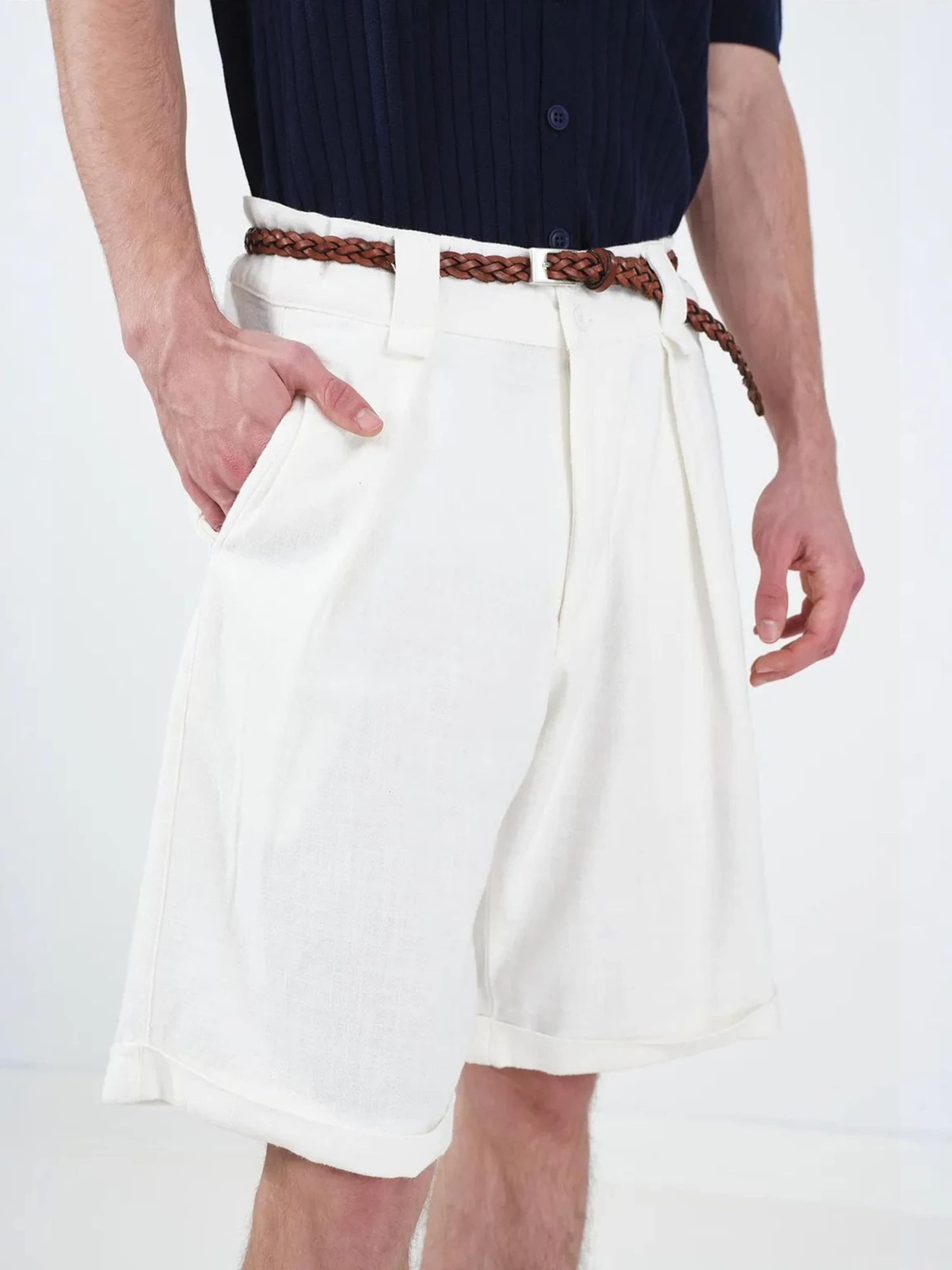 Giesto Wide leg Chino trousers in White: front