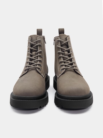 Pull&Bear Lace-Up Boots in Grey