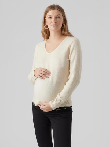 Vero Moda Maternity Pulover 'NEW WIND' | bež barva: sprednja stran