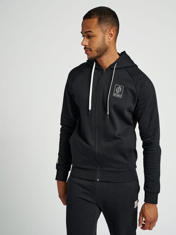 Hummel Athletic Zip-Up Hoodie in Black: front