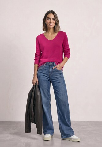 STREET ONE Langarm Pullover mit V-Ausschnitt in Pink