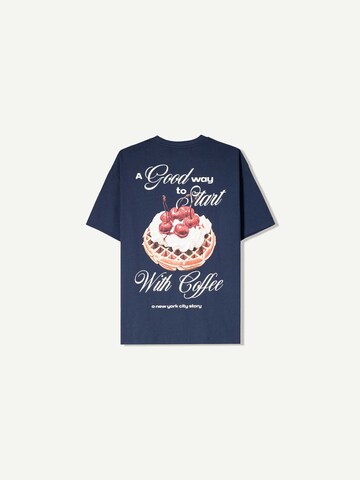 Bershka T-Shirt 'CHERRY PIE' in Blau
