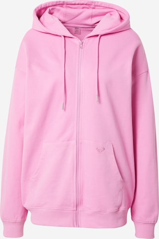 ROXY Athletic Zip-Up Hoodie in Pink: front