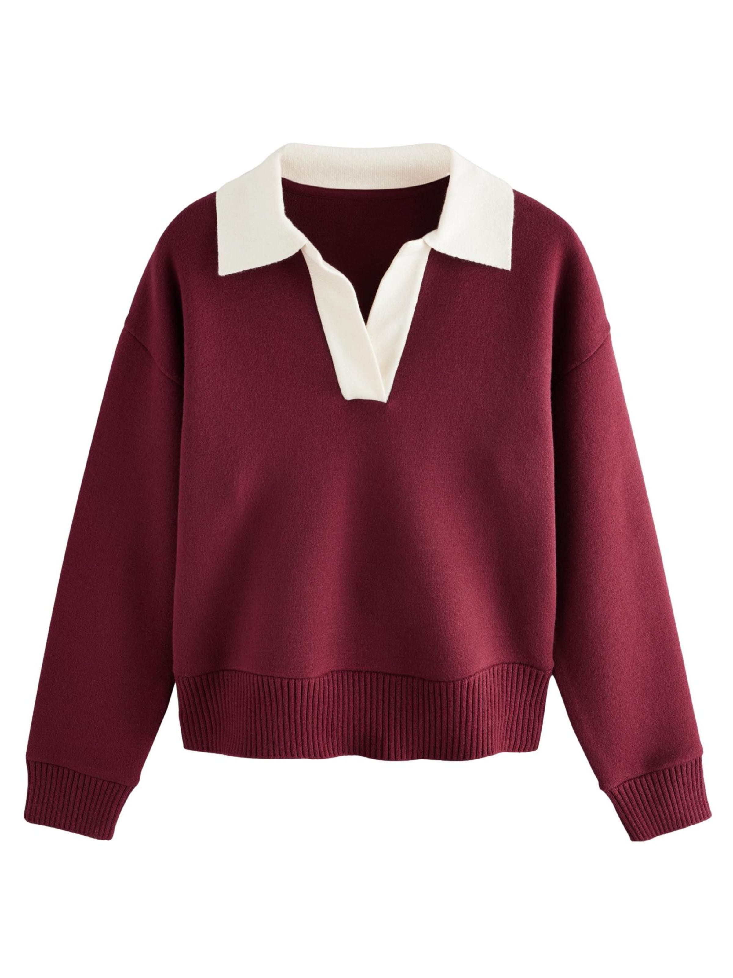 Next Pullover in dunkelrot / weiß, Produktansicht