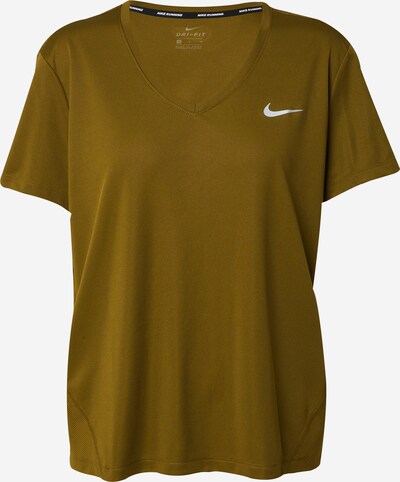 NIKE Functioneel shirt 'Miler' in de kleur Olijfgroen / Wit, Productweergave
